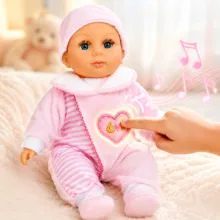 عروسک مدل موزیکال کد E021 نوزاد ارتفاع 33 سانتی متر