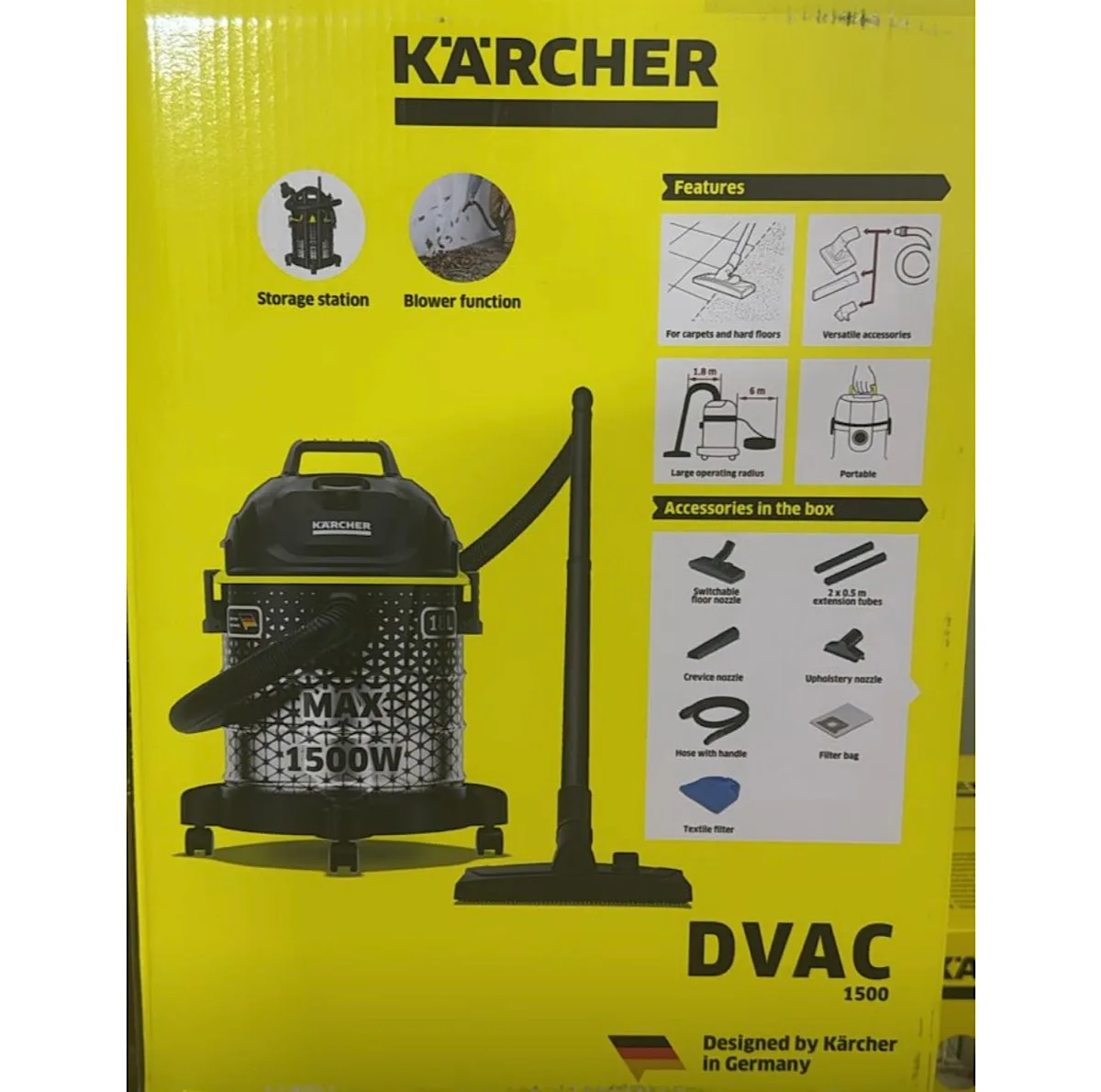 جاروبرقی سطلی 1500 وات کرشر مدل DVAC 1500