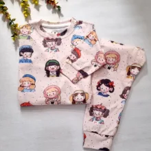 ست لباس راحتی دخترانه پنبه‌ای طرح دخترک