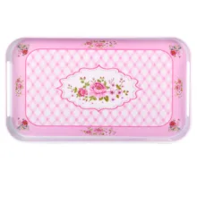 سینی دسته دار مهروز مدل 00910-1 گل رز وینتیج سایز 18*33 سانتی متر