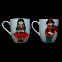 ماگ سرامیکی مدل عروسکی کد L674 مجموعه 2 عددی