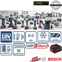 باتری لیتیومی 18 ولت 8 آمپر ساعت بوش مدل Li.ion-Pro 18V 8.0 AH