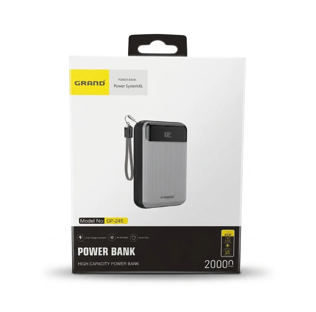 پاوربانک 45 وات گرند اسکای مدل GP-245 ظرفیت 20000 میلیآمپرساعت