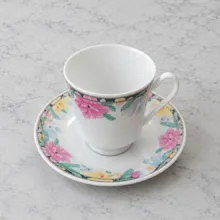 سرویس چای خوری ۱۷ پارچه ۶ نفره مدل گل رز کد ۱۲۱۵
