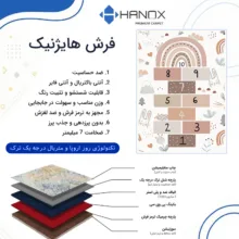 فرش ماشینی 1000 شانه هانوکس زمینه کرم - قهوه‌ای حاشیه چند رنگ مدل کودک کد U301