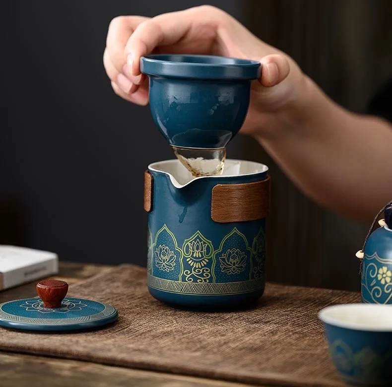 سرویس چای خوری 8 پارچه 3 نفره اشن مدل Herbal Tea طرح سنتی