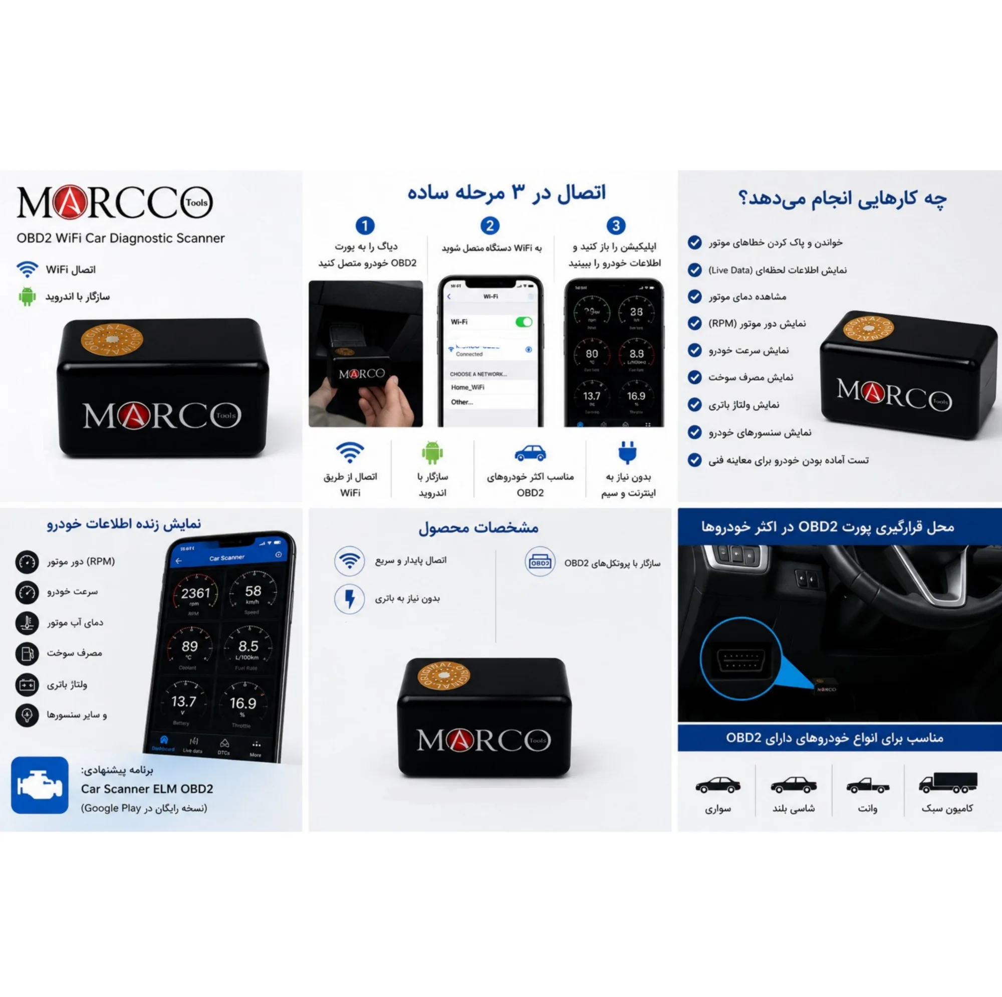 عیب یاب خودرو مارکو مدل SMART-Hotspot کد WIFI-MOD