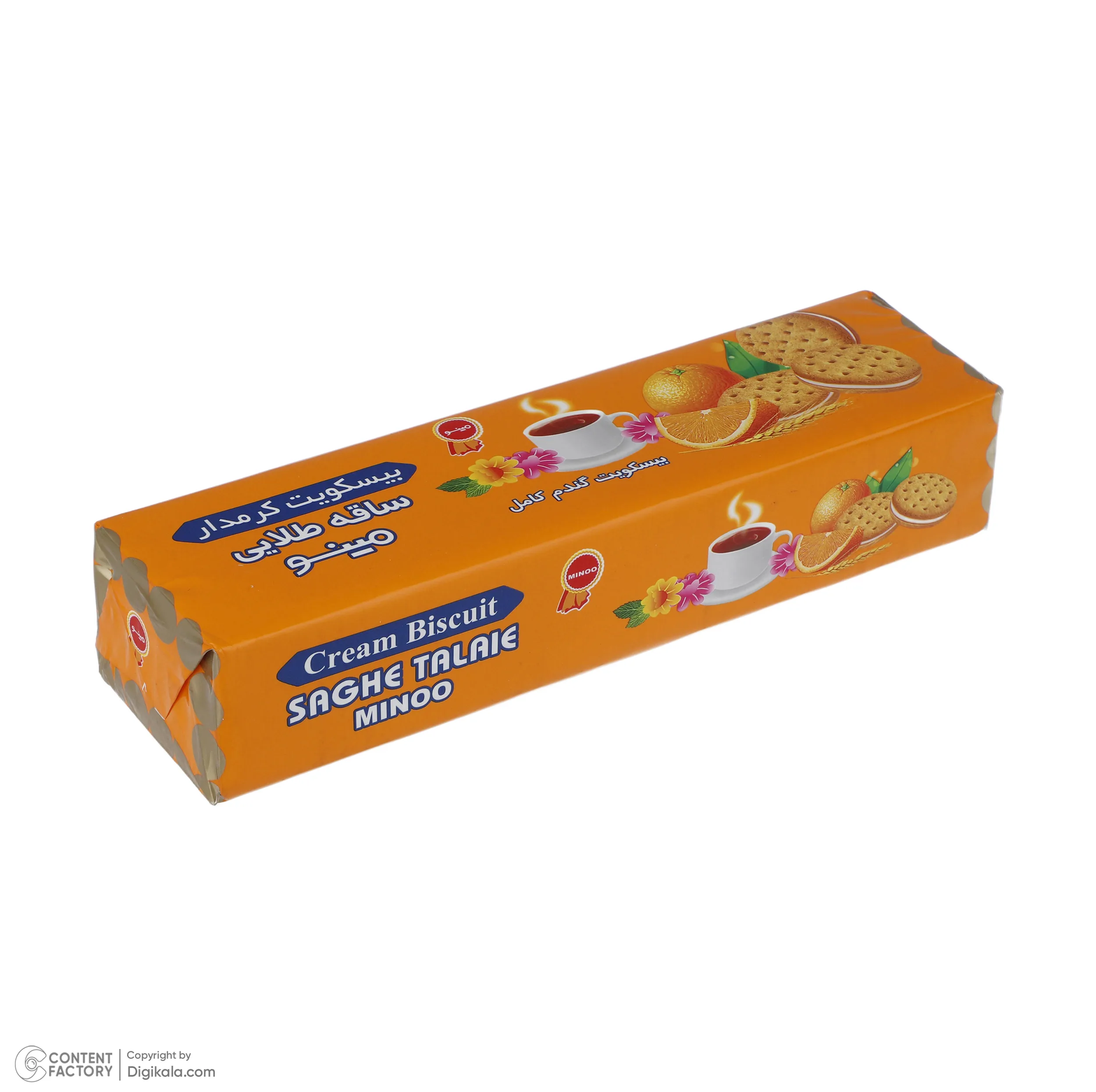 بیسکویت کرمدار ساقه طلایی با طعم پرتقال مینو - 192 گرم