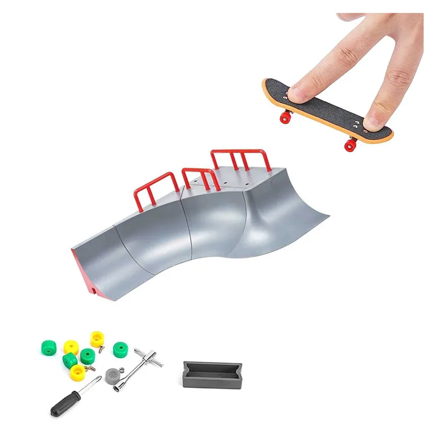 اسباب بازی مدل اسکیت انگشتی به همراه زمین بازی ماژولار طرح Skatepark کد 1810-13B
