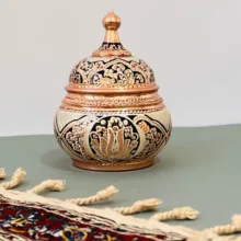 قندان مسی مدل گنبدی نقره کوب کد ZH361.1