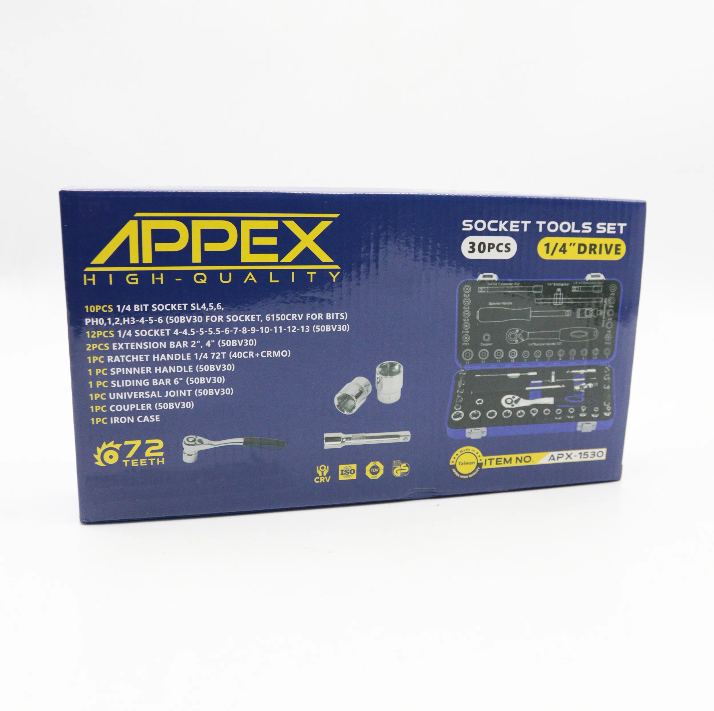 آچار بکس اپکس مدل YP-1/4DRIVE-APX-1530 مجموعه 30 عددی