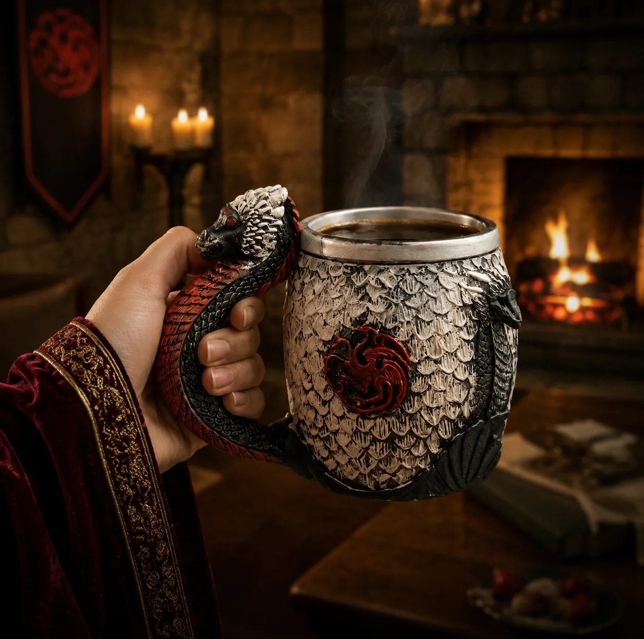 ماگ طرح اژدهای سه سرتارگین مدل آلومینیومی گیم آف ترونز (game of thrones)