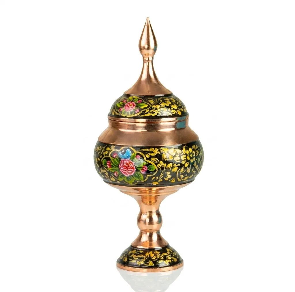 شکلات خوری مسی صنایع دستی اریسا طرح تشعیر گل
