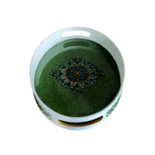 سینی دسته دار مدل چوبی رزین کد 0012 سایز 33*23 سانتی متر