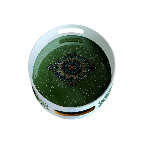 سینی دسته دار مدل چوبی رزین کد 0012 سایز 33*23 سانتی متر