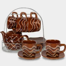 سرویس قهوه خوری 13 پارچه 6 نفره مدل HMZ کد 6025 به همراه استند