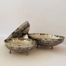 ست ظروف پذیرایی مسی مدل سه پایه برنجی کد ZH321.5