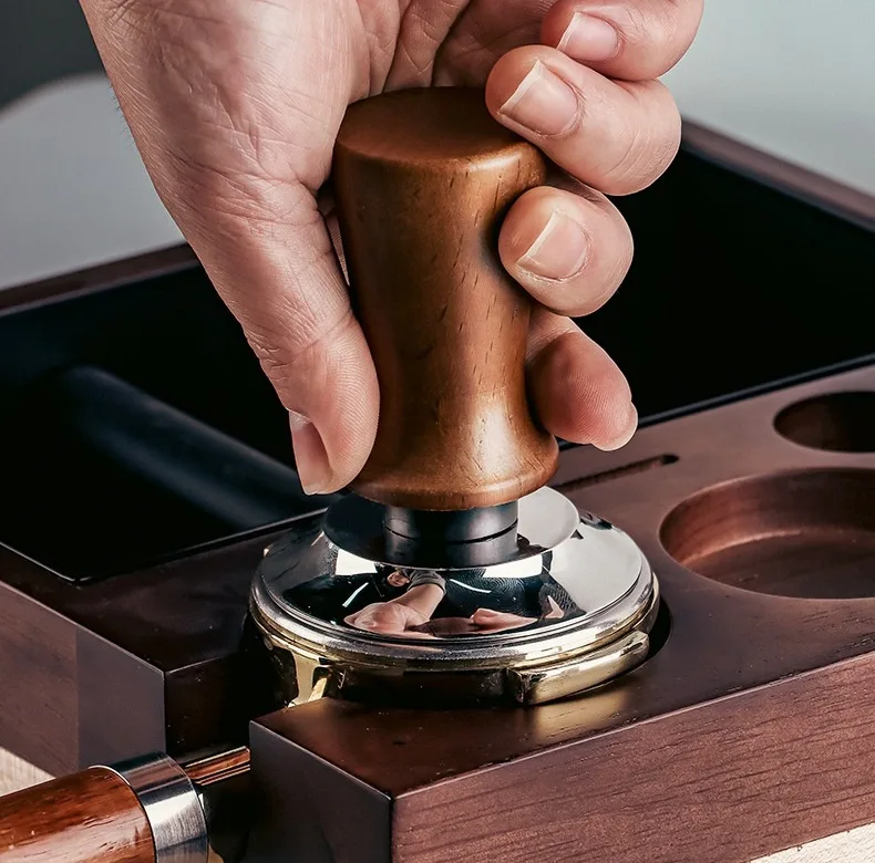تمپر قهوه مدل 58mm wood handle شیار دار