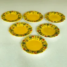 بشقاب میناکاری مدل نقش برجسته طرح لب کنگره ای کد 139 بسته 6 عددی