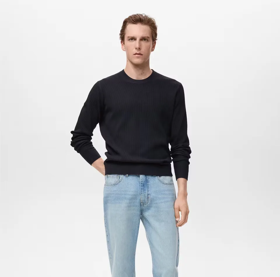 پلیور یقه گرد مردانه مانگو مدل REGULAR FIT COTTON