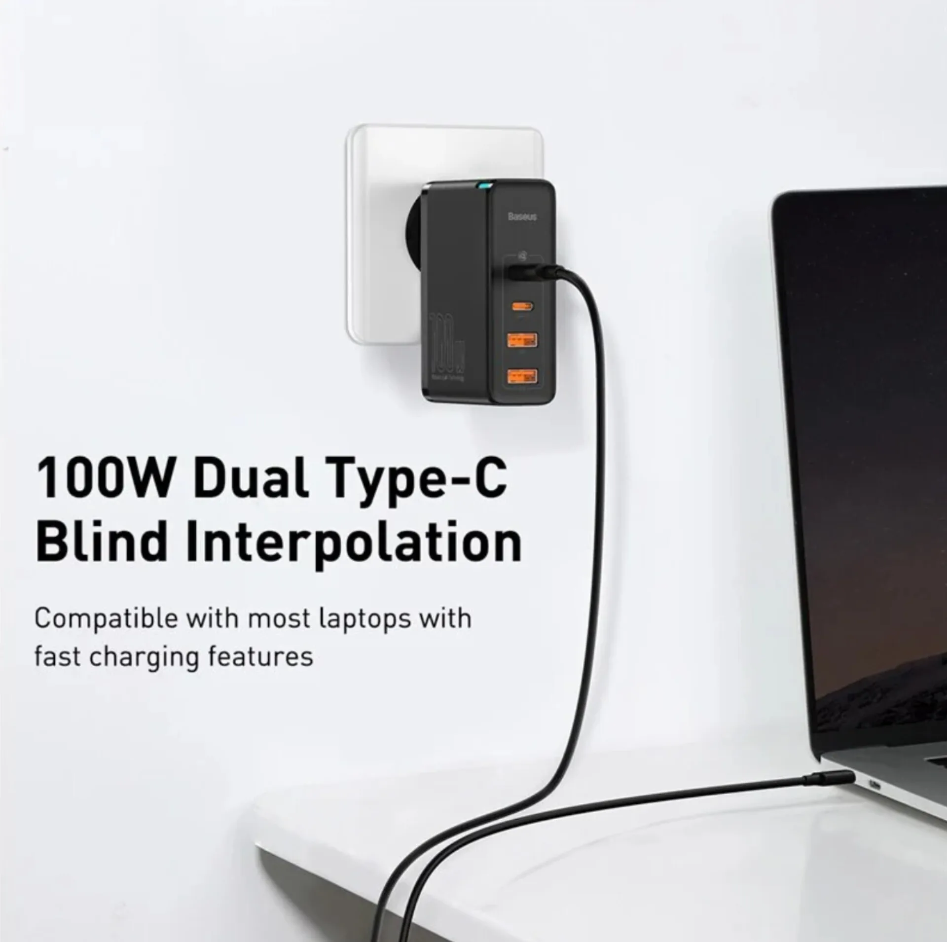 شارژر دیواری 100 وات 4 پورت بیسوس مدل GaN2 Pro به همراه کابل USB-C