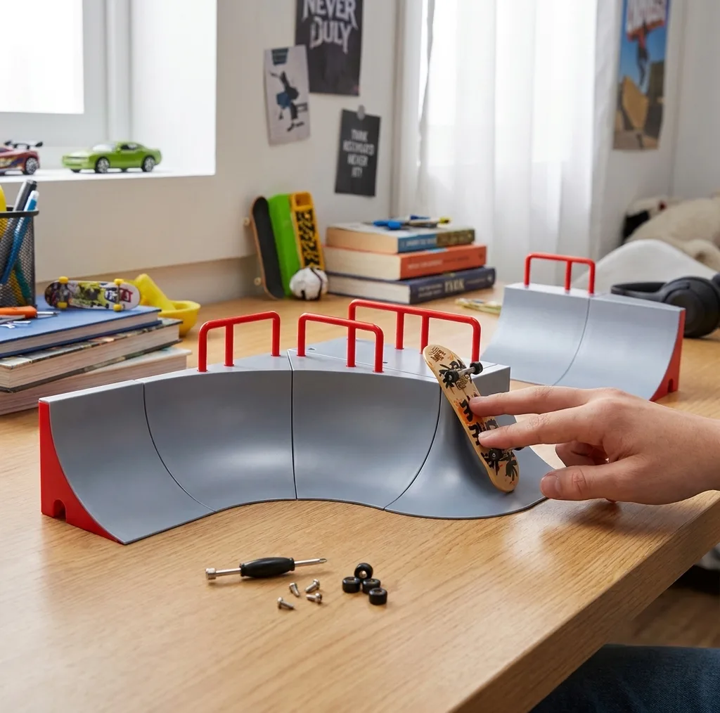 اسباب بازی مدل اسکیت انگشتی به همراه زمین بازی ماژولار طرح Skatepark کد 1810-13B