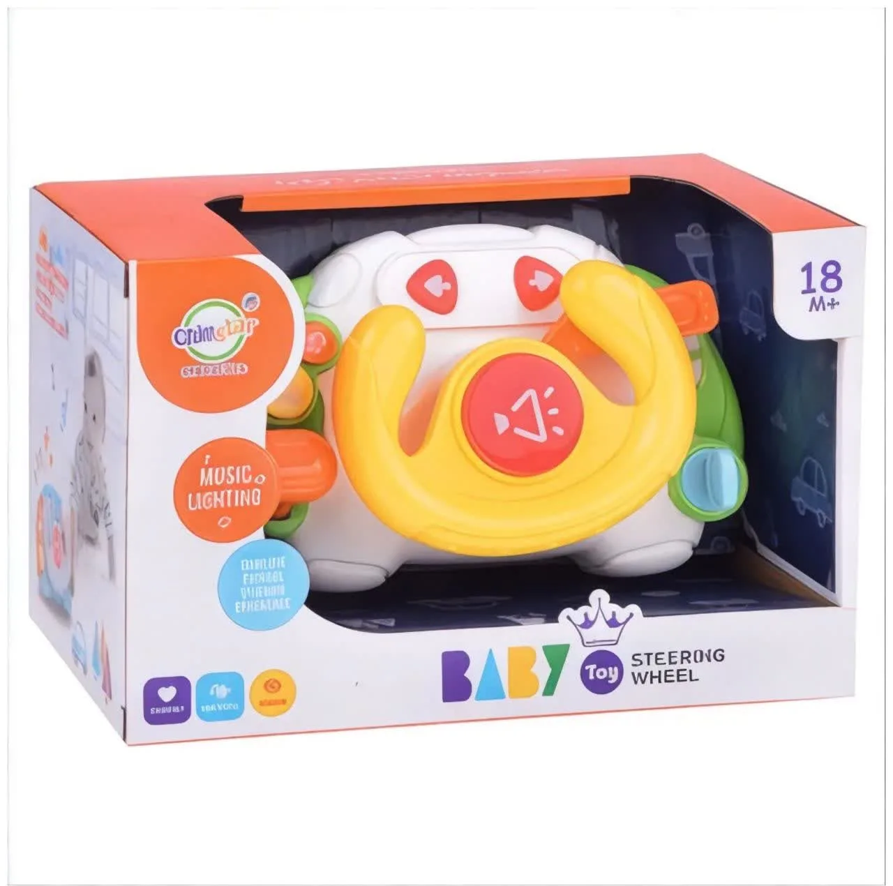 اسباب بازی ناب سل مدل فرمان موزیکال چراغدار بامزه کد BABY TOY STEERING WHEEL همراه با صدای استارت ماشین