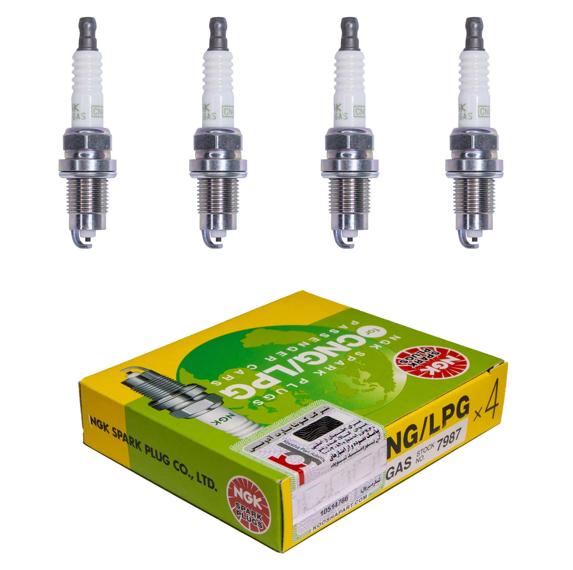 شمع خودرو ان جی کی مدل BKR-GAS 7987 دوگانه سوز پایه کوتاه بسته 4 عددی