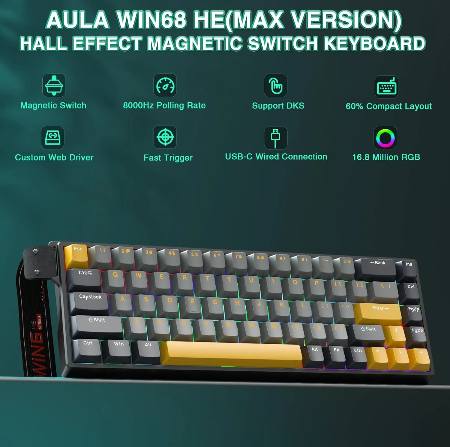 کیبورد باسیم آئولا مدل WIN68 HE MAX Magnetic