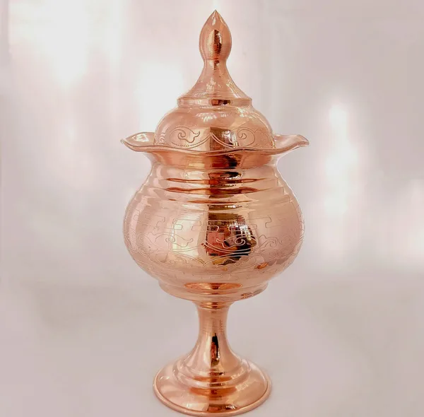 قندان مسی مدل لب چین لیزری پایه دار کد ZH332.1