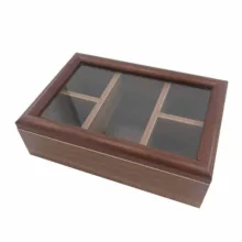 جعبه پذیرایی چوبی جای تی بگ و دمنوش مدل MD1299 با 5 محفظه جداگانه و درب محافظ برای جلوگیری از گرد و غبار