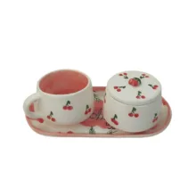 سرویس چای خوری سه پارچه یک نفره مدل گیلاس