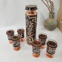 بطری و فنجان الماس تراش مدل گل کد  ZH454 مجموعه هفت عددی
