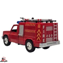 ماکت ماشین بازی ناب سل مدل نیسان آتش نشانی آژیردار فلزی عقب کش کد Nissan Fire Truck with Siren