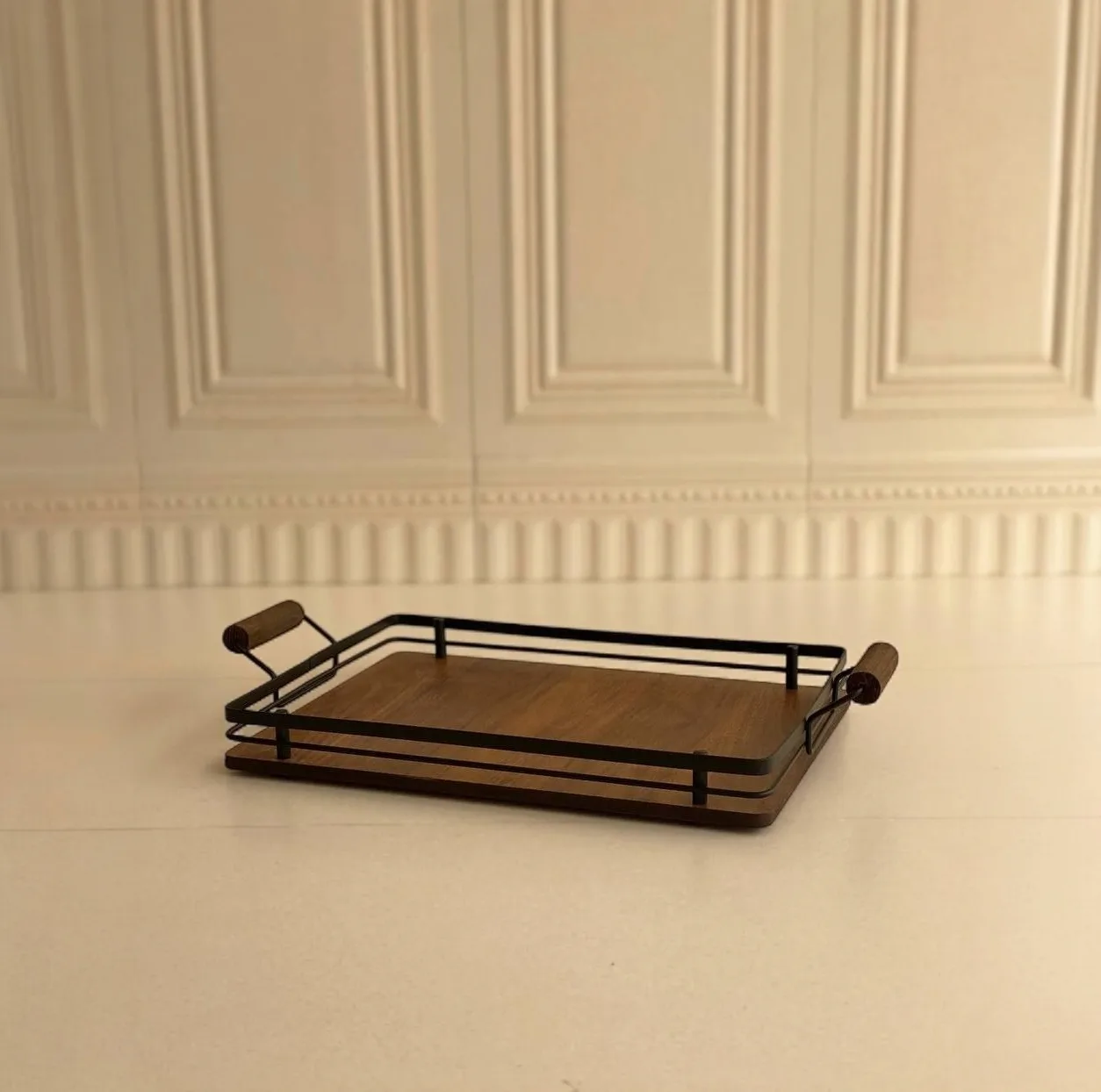 سینی دسته دار طرح راش کد 1212سایز 42x25 سانتی متر