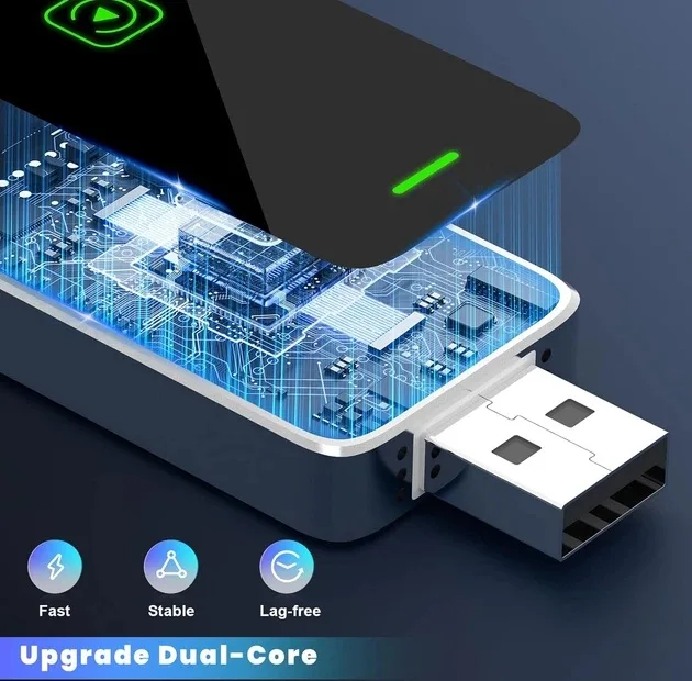 کارپلی و اندروید اتو مدل Wireless P7794 Carplay/Android Auto به همراه مبدل USB به USB-C
