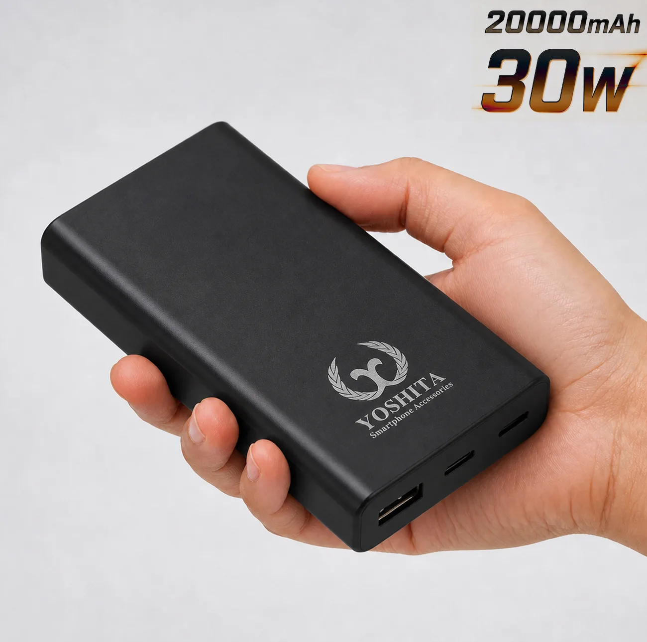 پاوربانک 30 وات یوشیتا مدل YP-001 ظرفیت 20000 میلی‌آمپر‌ساعت به همراه یک عدد کابل USB-A به USB-C