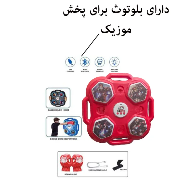 اسباب بازی مدل صفحه بوکس شارژی طرح مرد اهنی کد 1E6505 مجموعه ۳ عددی