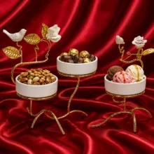 بستنی خوری مدل گل و برگ مجموعه دو عددی