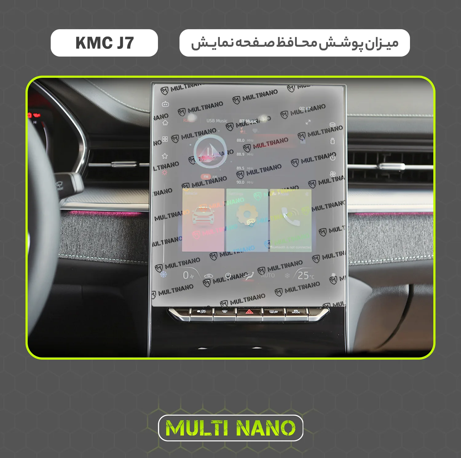 محافظ صفحه نمایش آنتی رفلکس مانیتور خودرو مولتی نانو مدل X-S1M مناسب برای کی ام سی J7