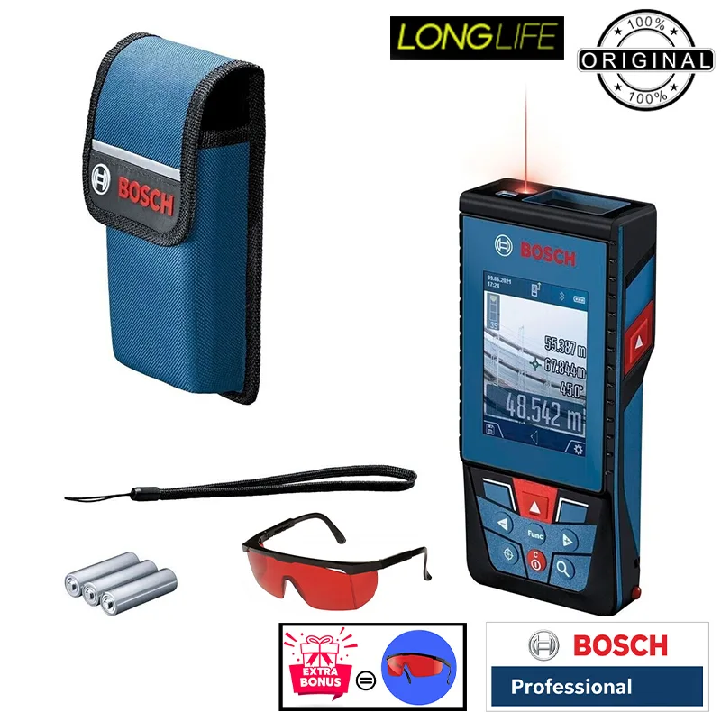 متر لیزری بوش مدل دوربین دار GLM 100-25 C professional Extra Red glass
