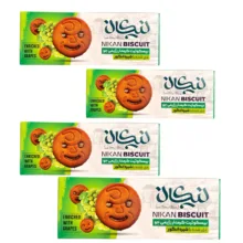 بیسکویت کرم دار رژیمی جو نیکان – 250 گرم بسته 4 عددی