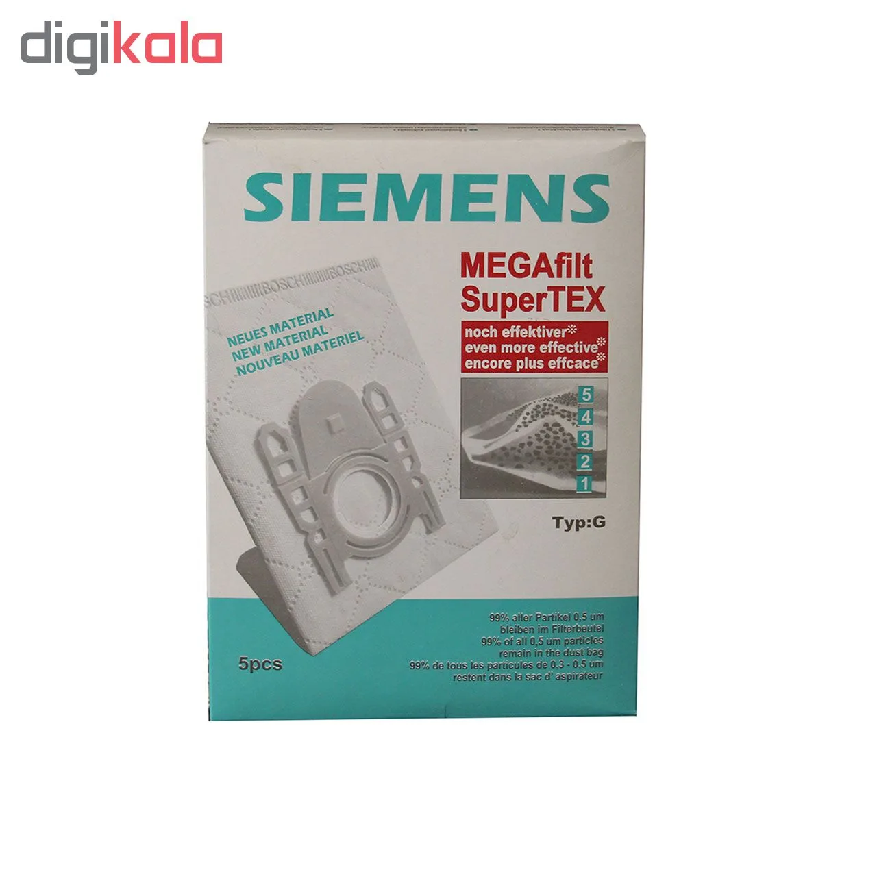 کیسه جاروبرقی زیمنس مدل Megafilt Super Tex بسته 5 عددی