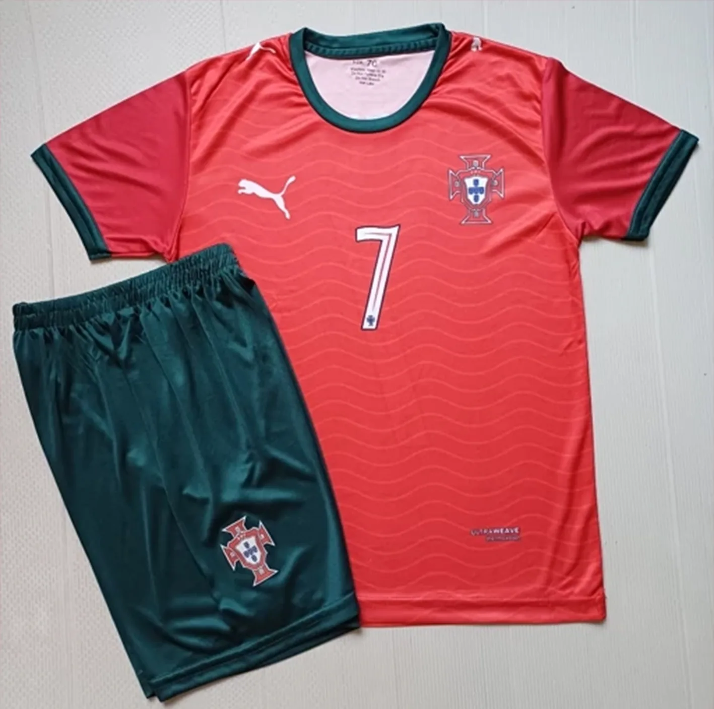 ست تی شرت و شلوارک ورزشی پسرانه پرتغال مدل رونالدو Home 2026
