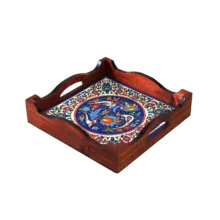سینی چوبی دسته‌دار مدل A3.1.20 سایز 22×22 سانتی‌متر