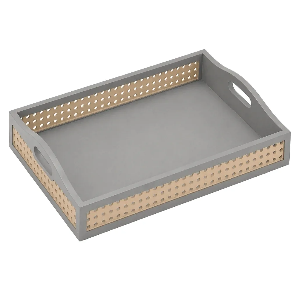سینی دسته دار طرح حصیری کد G247 سایز 22*33 سانتی متر
