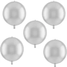 بادکنک فویلی مدل اوربز کد KP-15in-Silver بسته 5 عددی