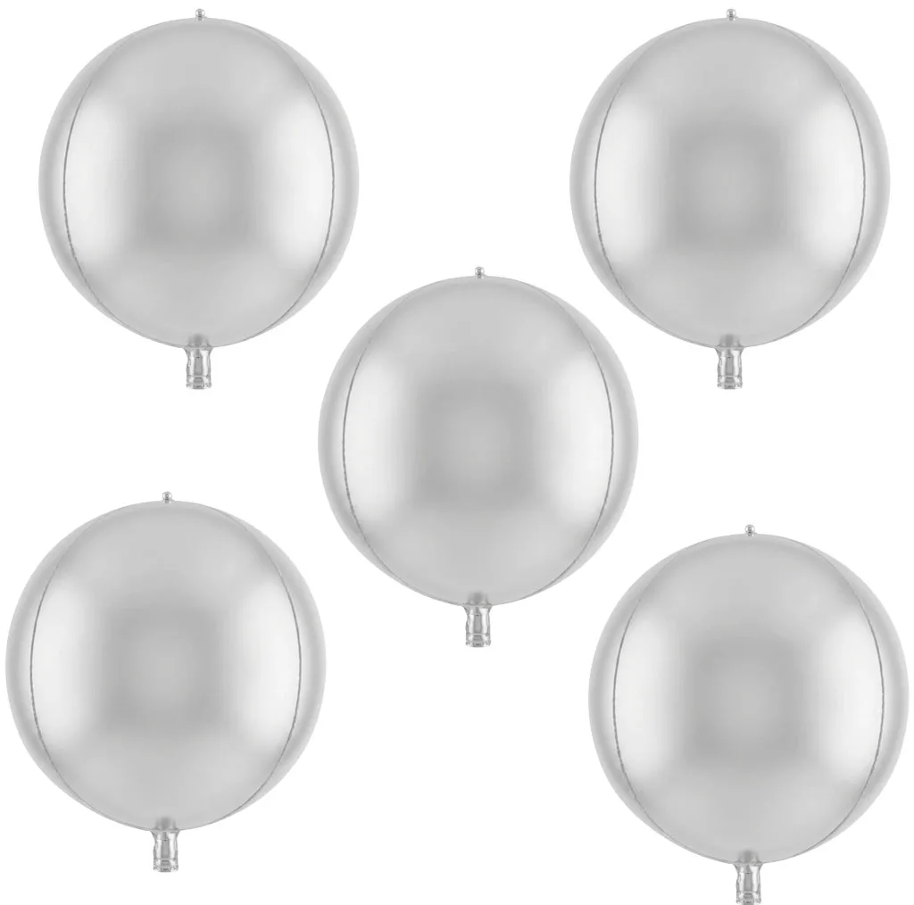 بادکنک فویلی مدل اوربز کد KP-15in-Silver بسته 5 عددی