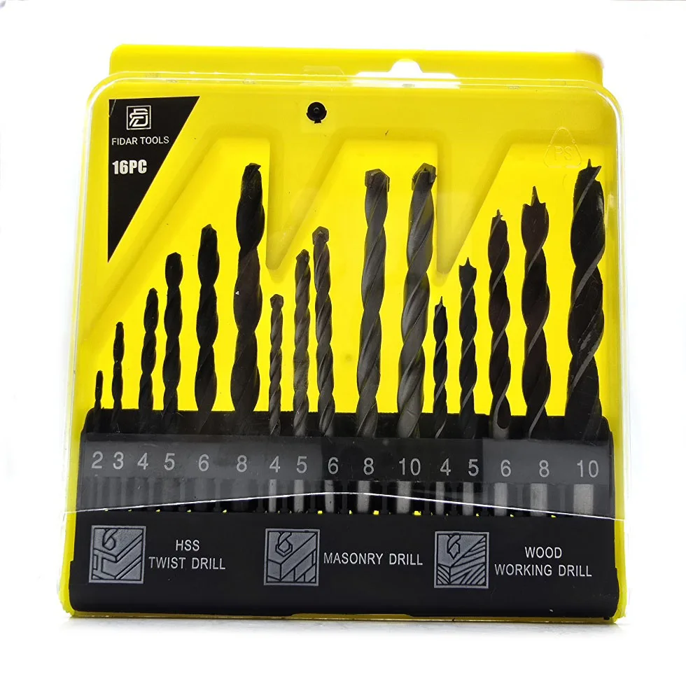 مته دریل شارژی و برقی فیدار مدل HSS-16PCS مجموعه 16 عددی