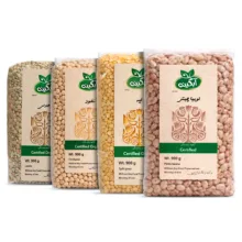 لوبیا چیتی و لپه و عدس و نخود آبگینه – 900 گرم بسته 4 عددی